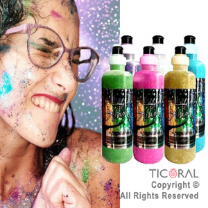LLUVIA DE PINTURAS GLITTER COLORES SURTIDOS ( PACK 6 BOTELLITAS DE 250cc c/u.)